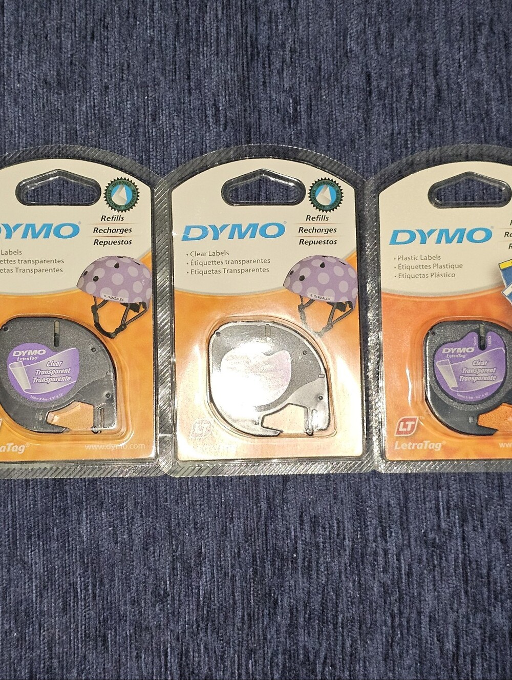Dymo LetraTag LT Label Refills Clear Plastic Label Tape 1/2" x 13 ft - LOT OF 3